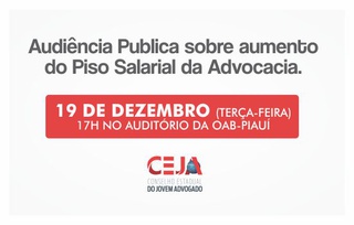 Audiência Pública discutirá Piso Salarial do Advogado no Piauí