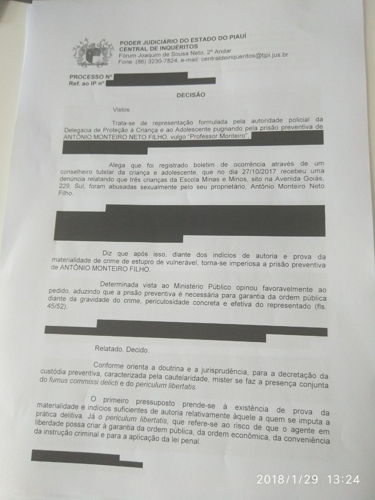Decisão da preventiva Antônio Monteiro Neto Filho.