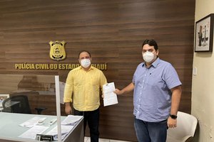 Delegado Geral da Policia Civil do PI Luccy Keiko e o Advogado Marcos Nogueira da Comissão das Prerrogativas da OAB/PI (Foto: Reprodução)