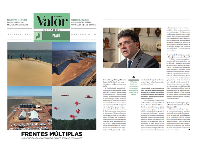 Valor Econômico com destaque para desenvolvimento sustentável do estado
