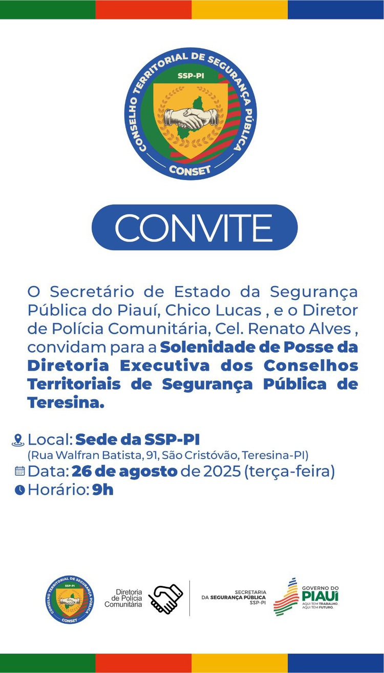 SSP-PI realiza posse da Diretoria Executiva dos Conselhos Territoriais de Segurança