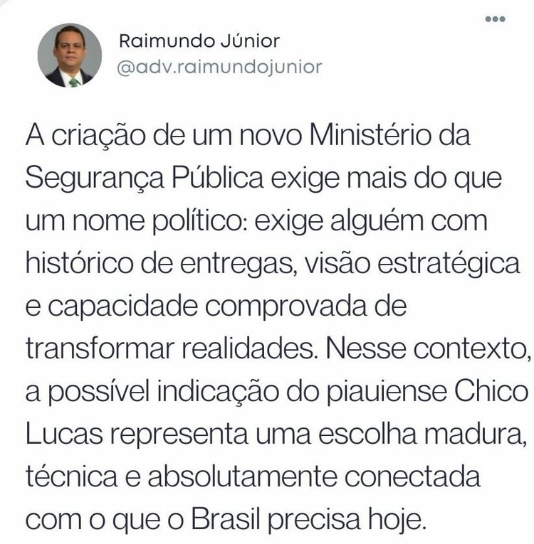Presidente da OAB-PI defende nome de Chico Lucas para  Ministério