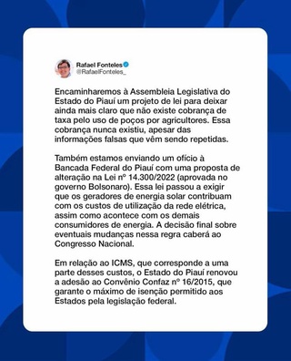 Governador  Rafael propõe alteração em lei federal sobre energia solar