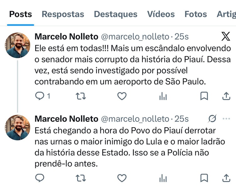 Publicação de Marcelo Noleto na plataforma 