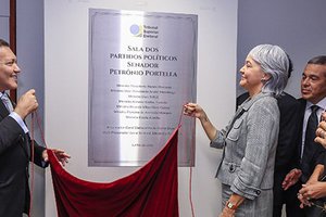 Ministro Kassio Nunes Marques inaugura Sala dos Partidos Políticos Petrônio Portella. Foto: Antonio Augusto/Secom/TSE (Foto: TSE)